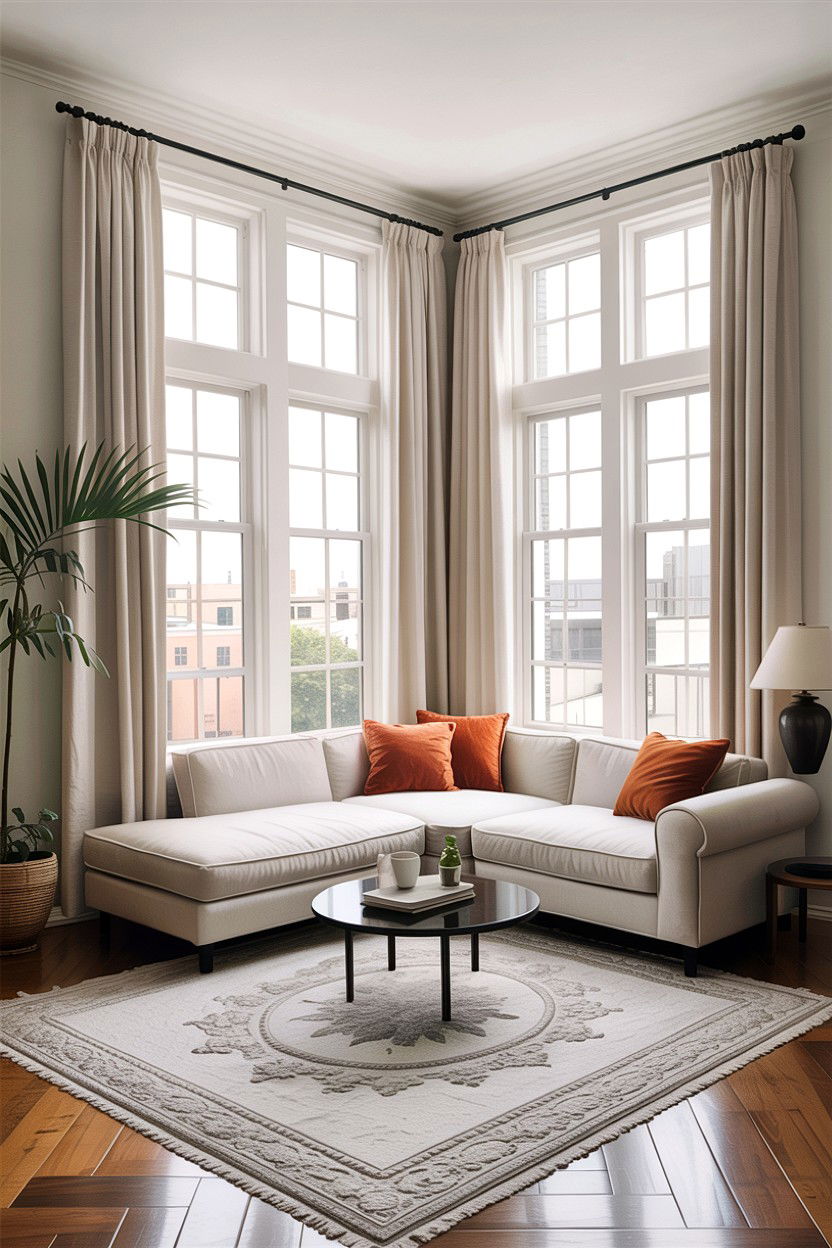 Floor to ceiling curtain - 30 before and after living room ideas