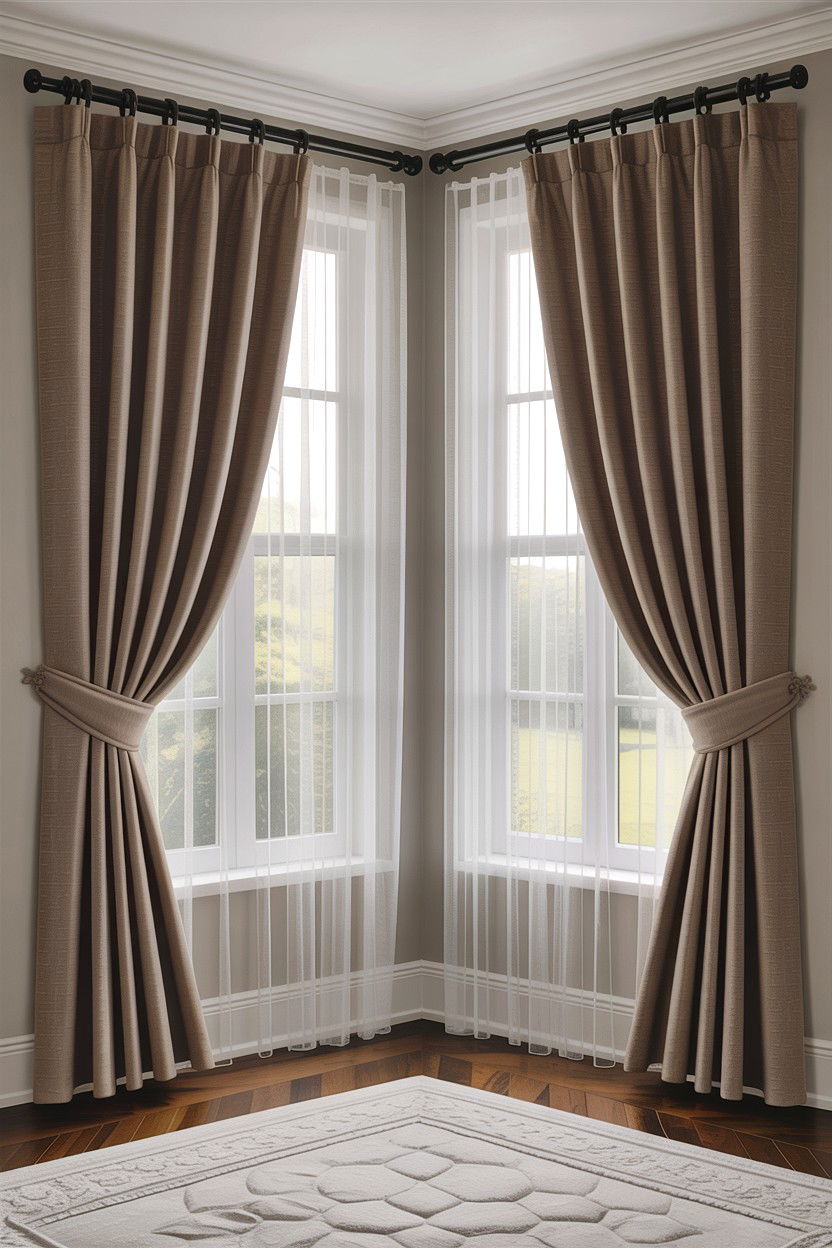 Floor to ceiling curtains - 30 bedroom bay window ideas