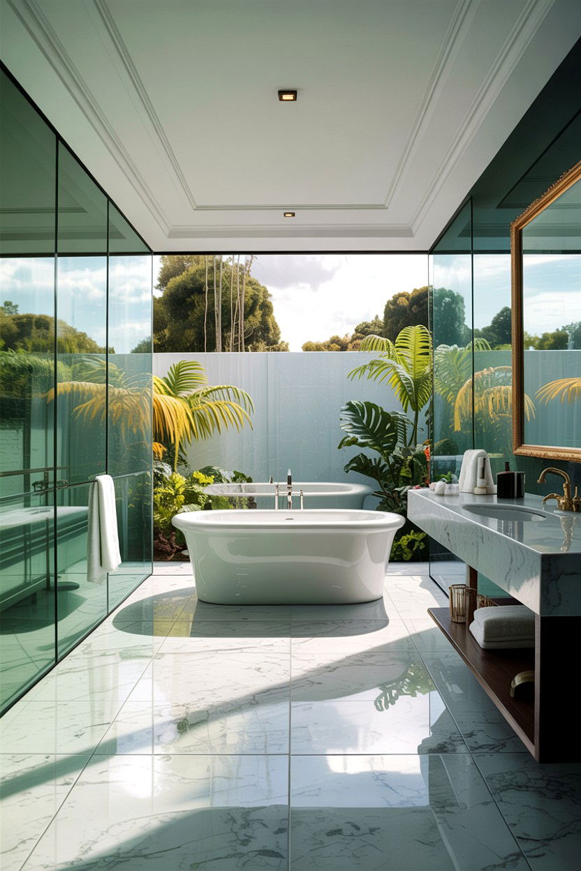 Floor to ceiling glass bathroom - 30 architect designed bathroom ideas