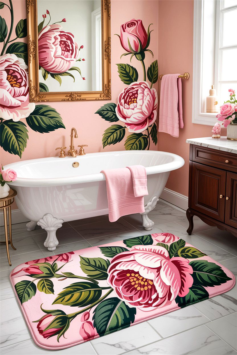 Floral Bath Mat - 30 bath mat ideas