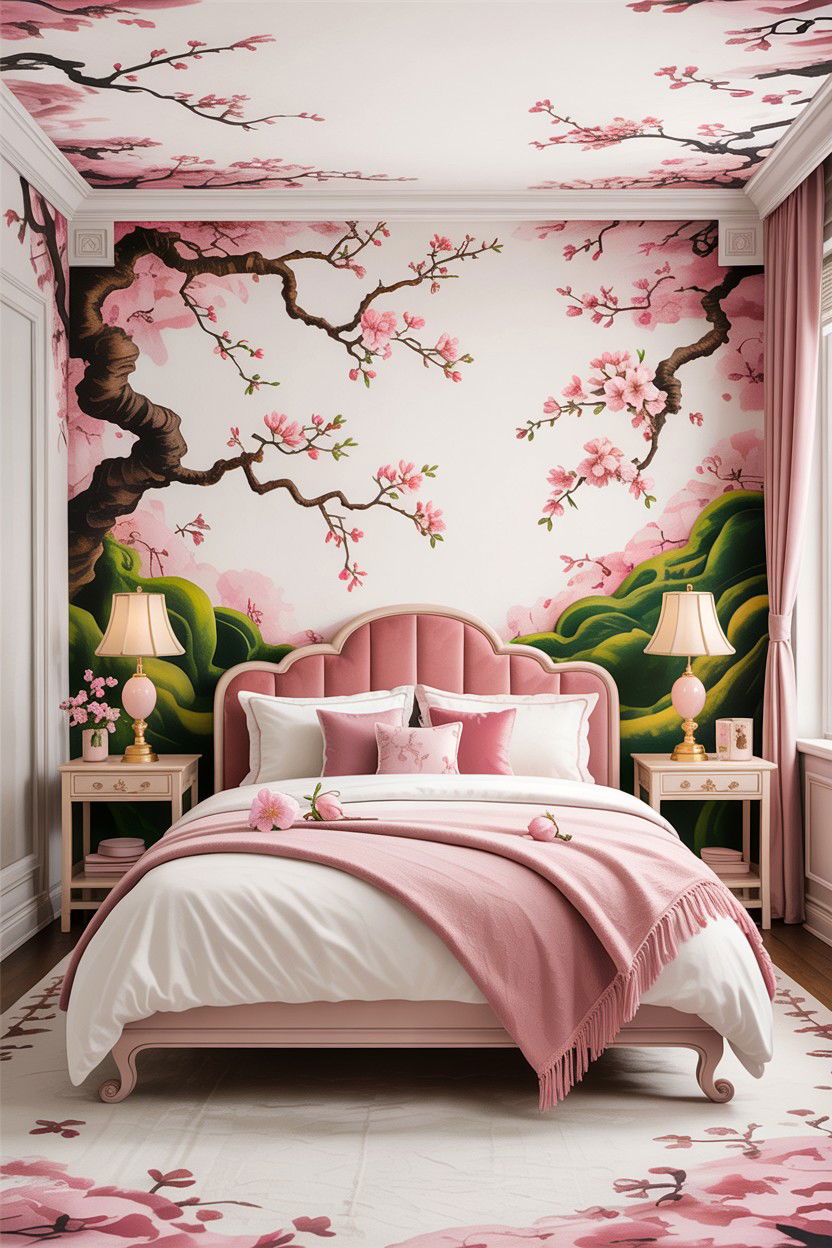 Floral Cherry Blossom Bedroom - 30 Chinese bedroom ideas