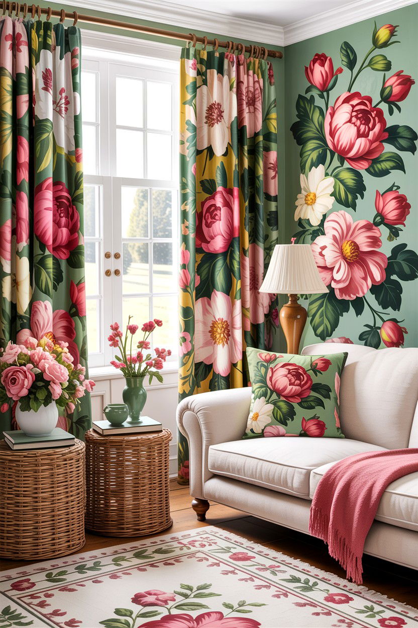 Floral Country Living Room - 30 country house living room ideas