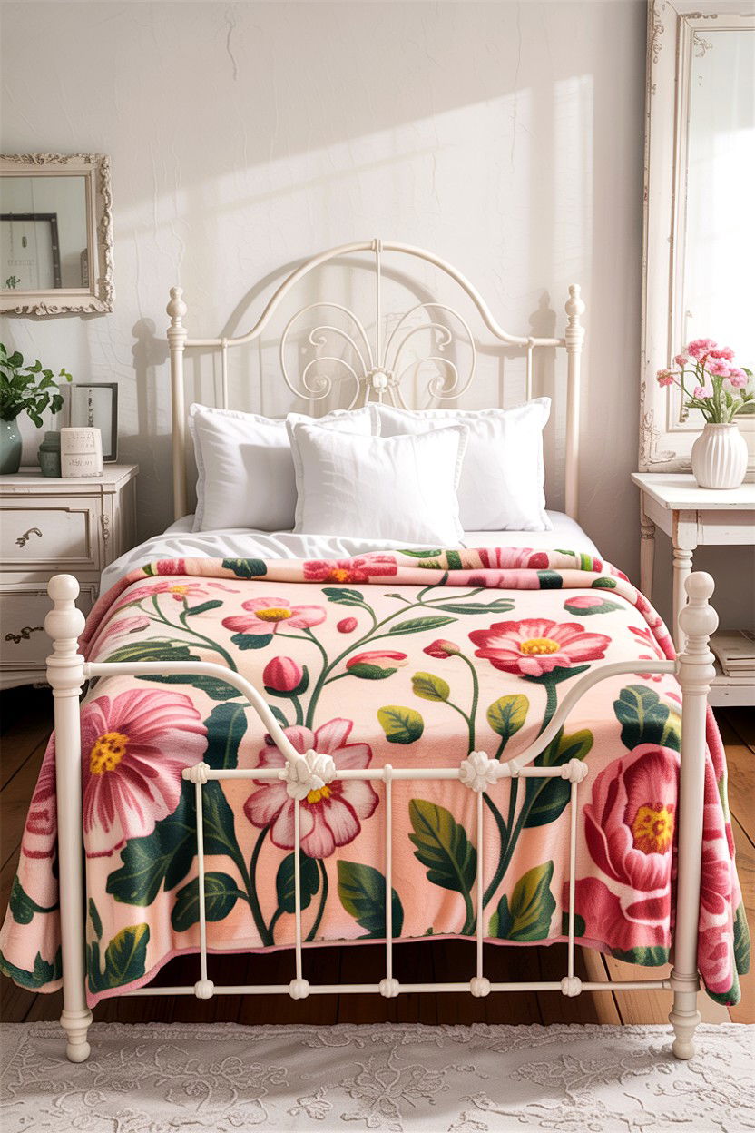 Floral Fleece Blanket - 30 bedroom fleece blankets