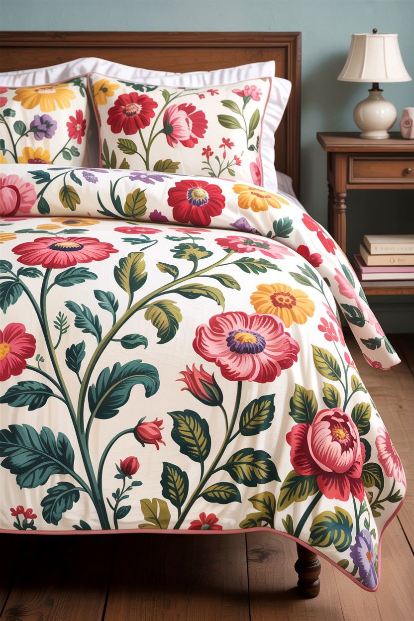 Floral Print Bedspread - 30 bedroom bedding ideas
