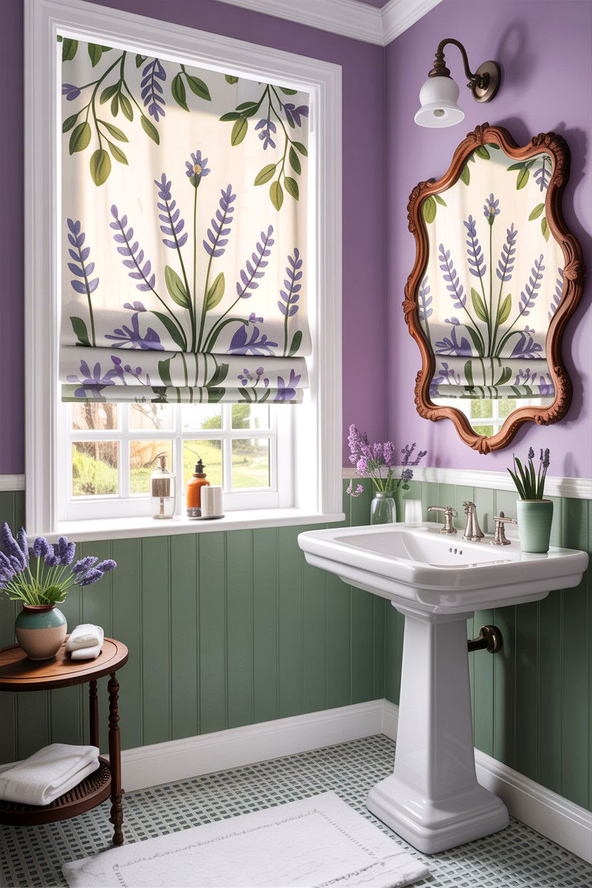 Floral Print Blinds - 30 bathroom blinds ideas