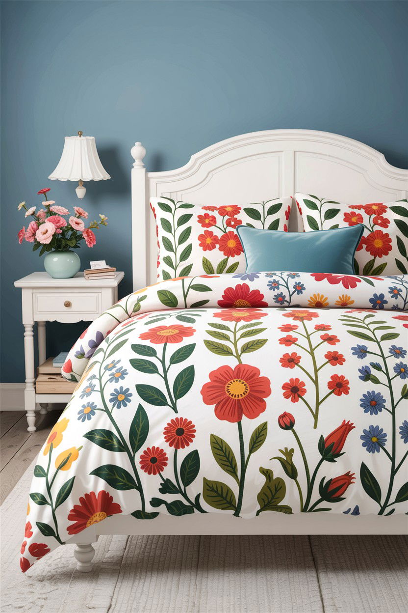 Floral Print Cotton Duvet - 30 bedroom duvet covers