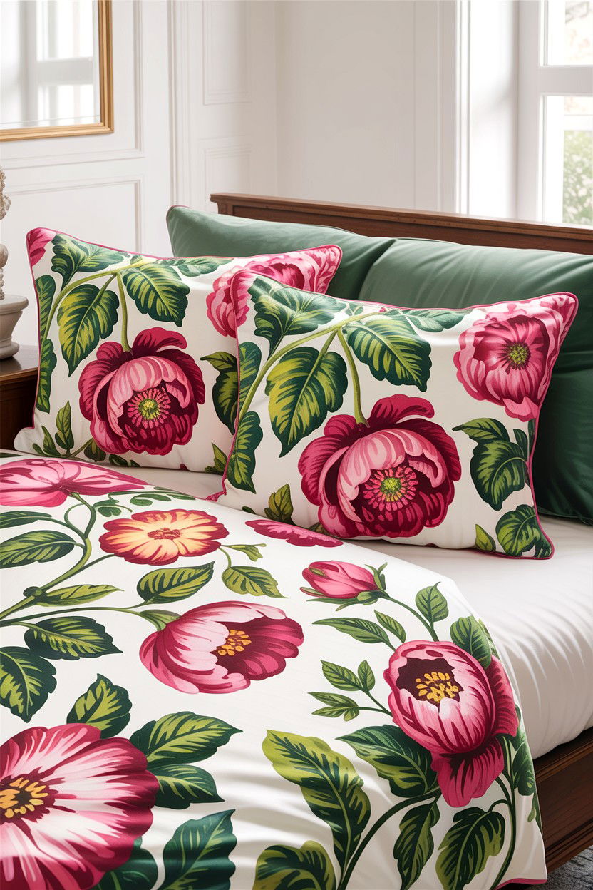 Floral Print Shams - 30 bedroom pillow shams