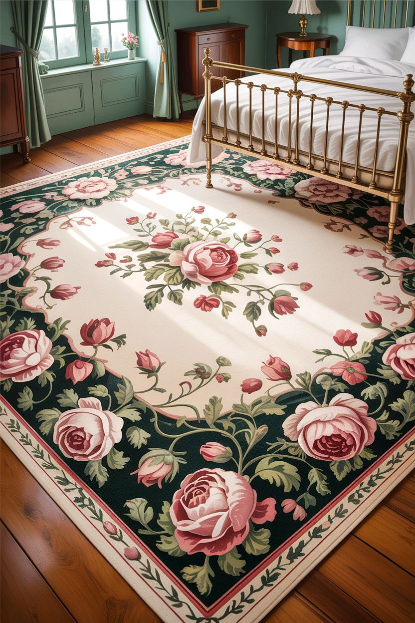 Floral Rug - 30 Edwardian bedroom ideas