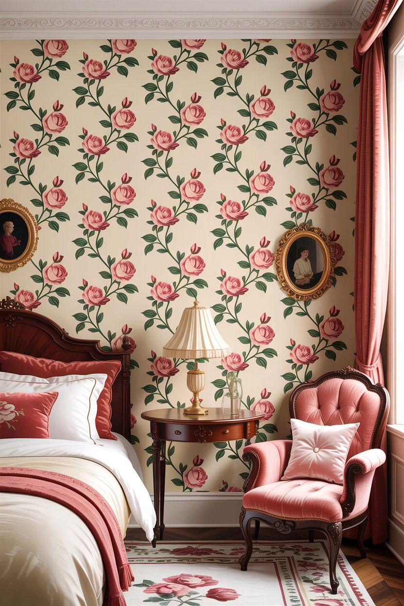 Floral Wallpaper - 30 Edwardian bedroom ideas