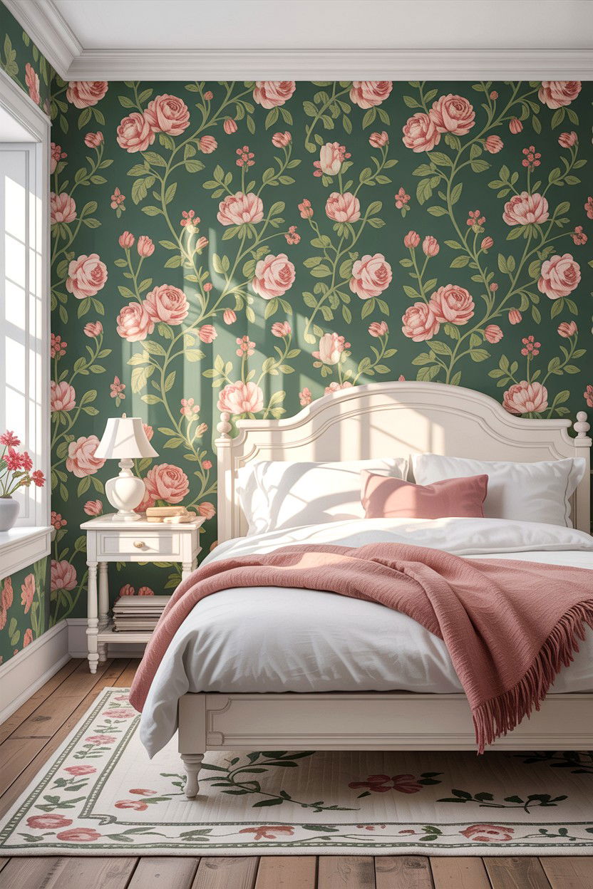 Floral Wallpaper Bedroom - 30 country house bedroom ideas