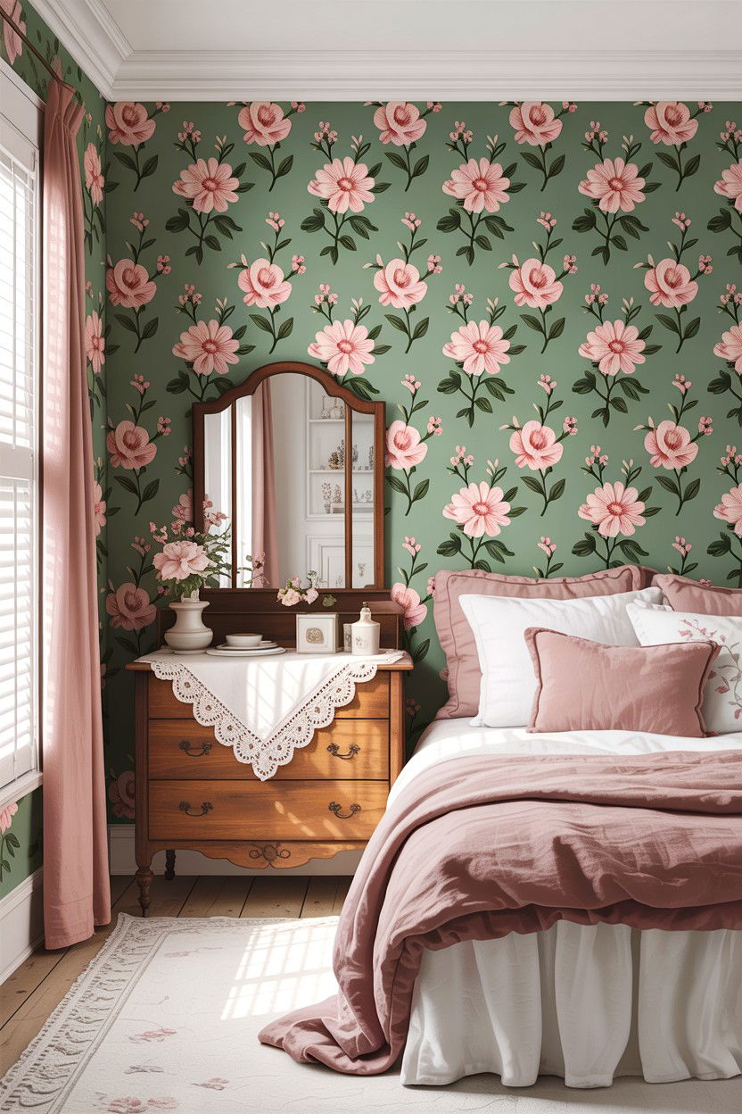 Floral Wallpaper For Bedroom - 30 cottage core bedroom ideas