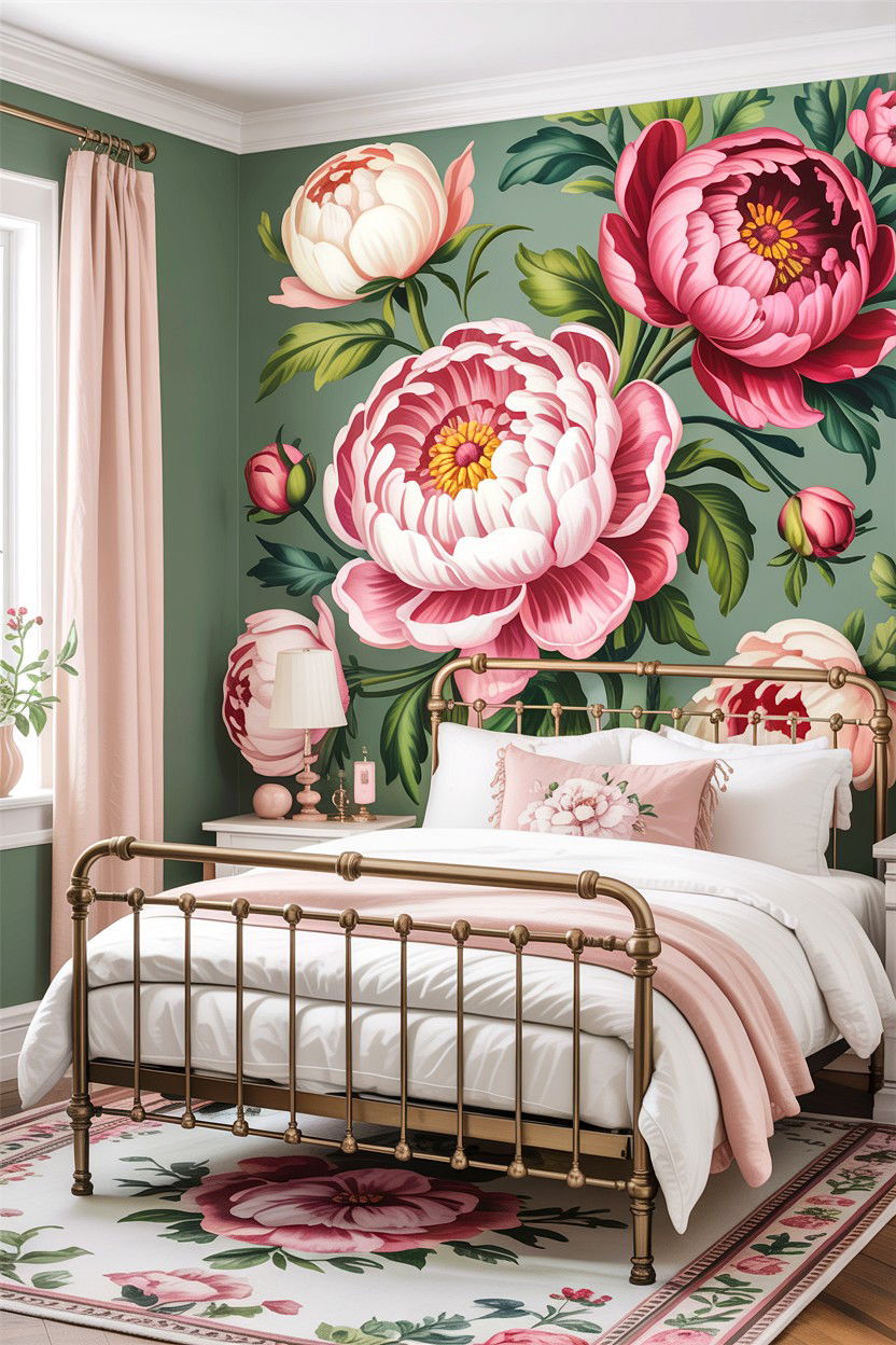 Floral Wallpaper - 30 bedroom accent walls