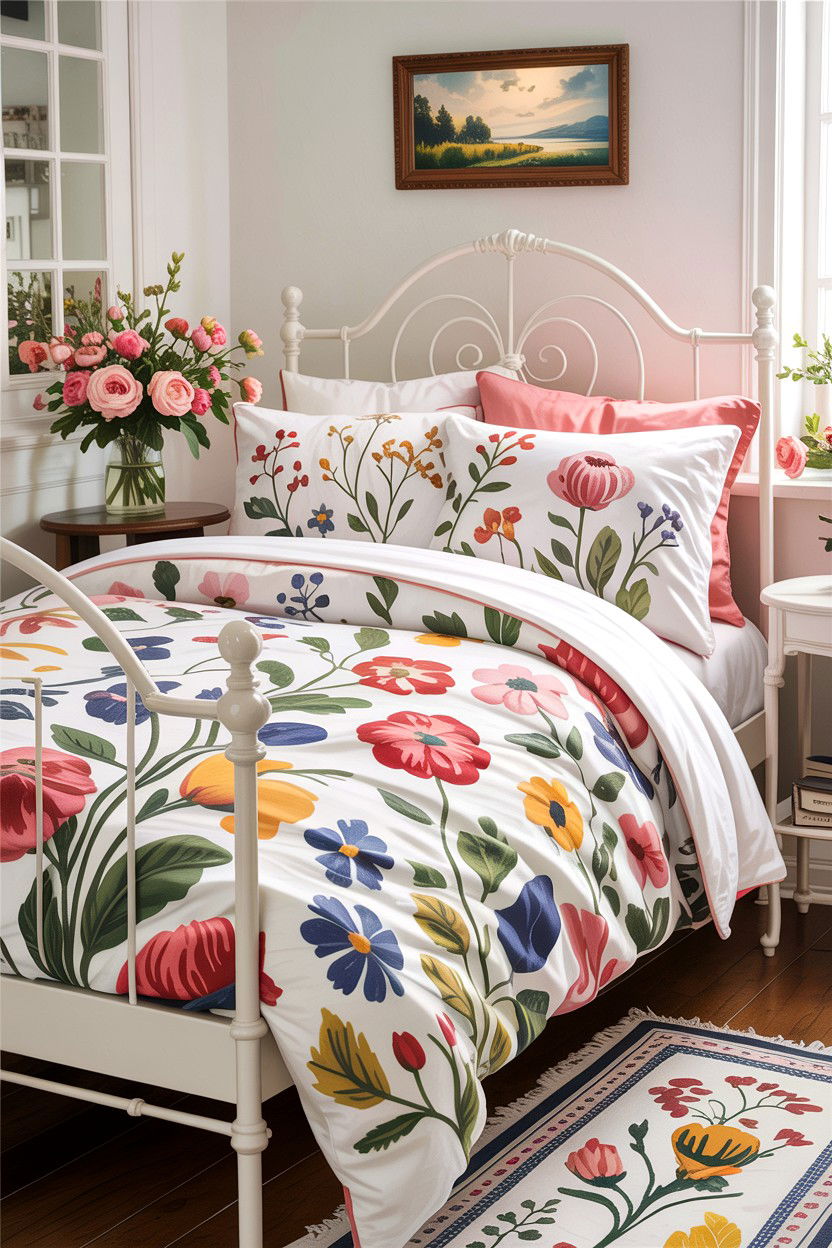 Floral cotton bedding set - 30 bedroom bedding sets