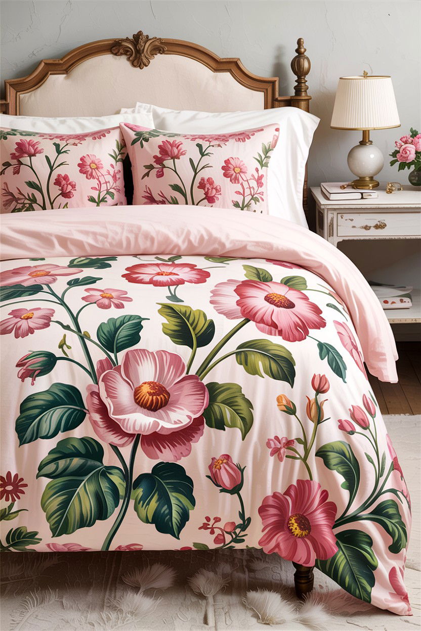 Floral cotton comforter - 30 cotton bedroom ideas