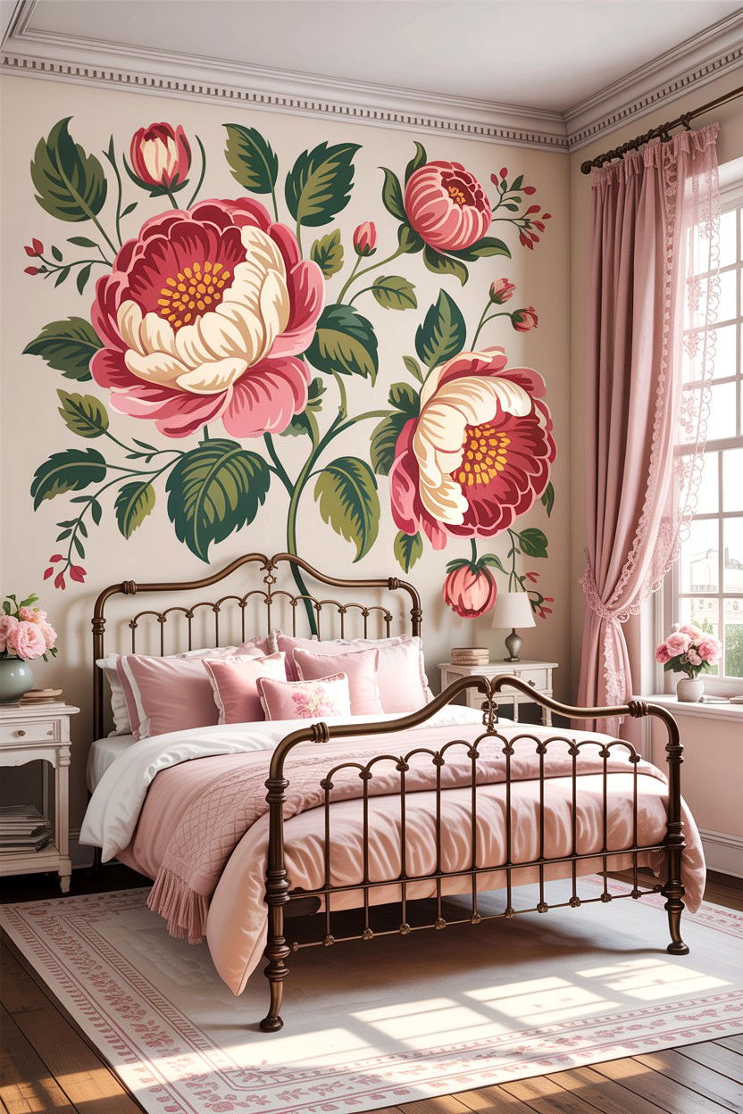 Floral mural stencil - 30 bedroom wall stencils