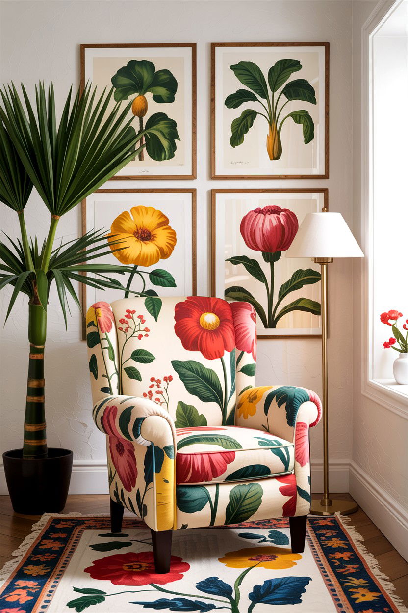 Floral upholstered chair - 30 living room Indian furniture ideas