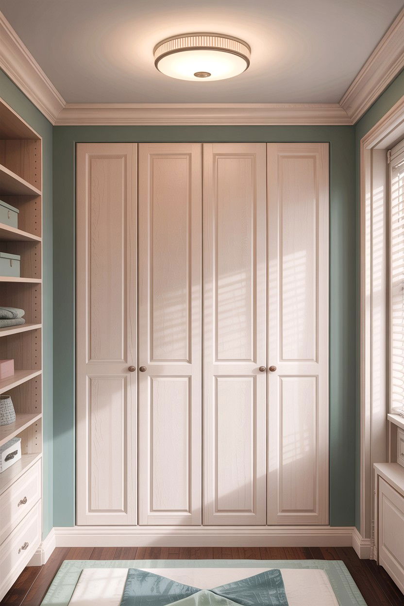 Flush mount ceiling light for reach in closet - 30 bedroom closet lighting ideas