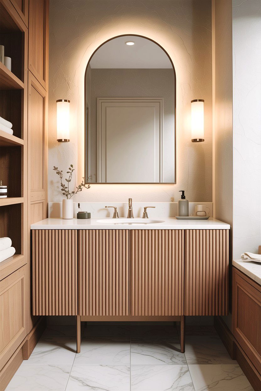 Fluted Bathroom Furniture - 30 cool neutral bathroom ideas