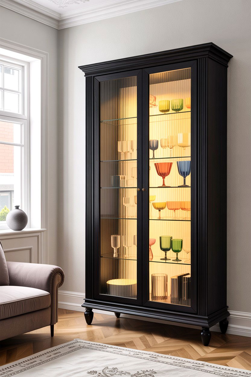 Fluted Glass Storage Cabinet - 30 living room glass furniture ideas