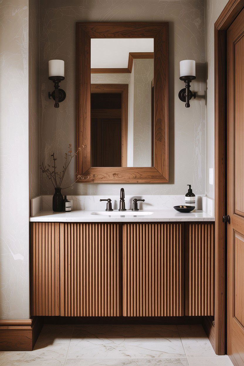 Fluted Wood Bathroom Vanity - 30 custom bathroom vanity ideas