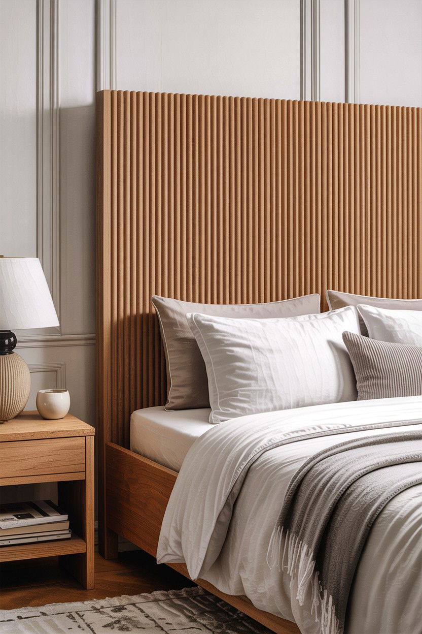 Fluted Wood Headboard - 30 bedroom headboard ideas