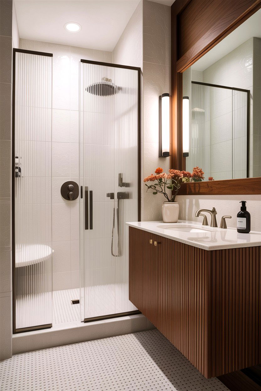 Fluted Wood Vanity Bathroom - 30 guest bathroom ideas