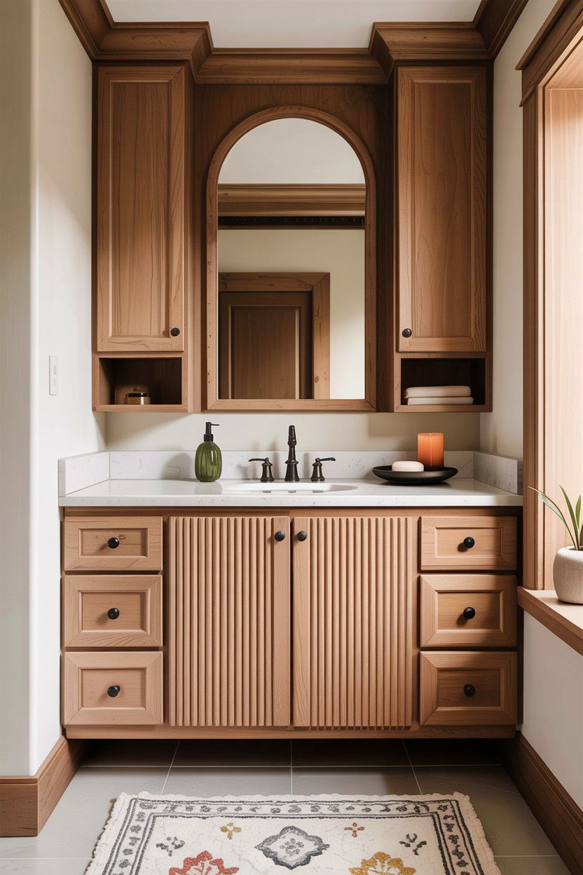 Fluted Wood Vanity - 30 custom home bathroom ideas