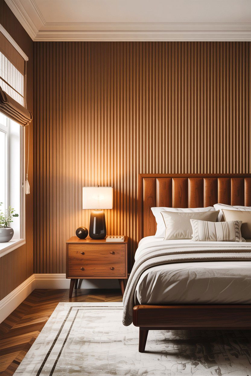 Fluted Wood Wallpaper - 30 bedroom textured wallpapers