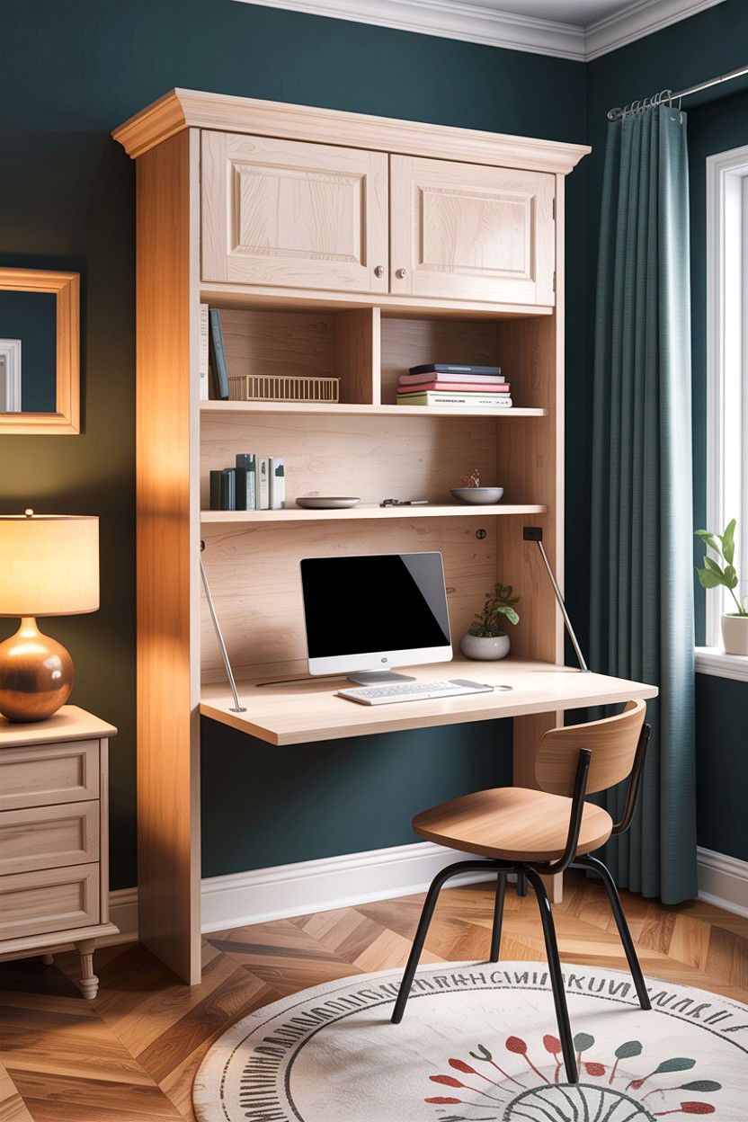 Fold down desk for bedroom - 30 bedroom workstation designs