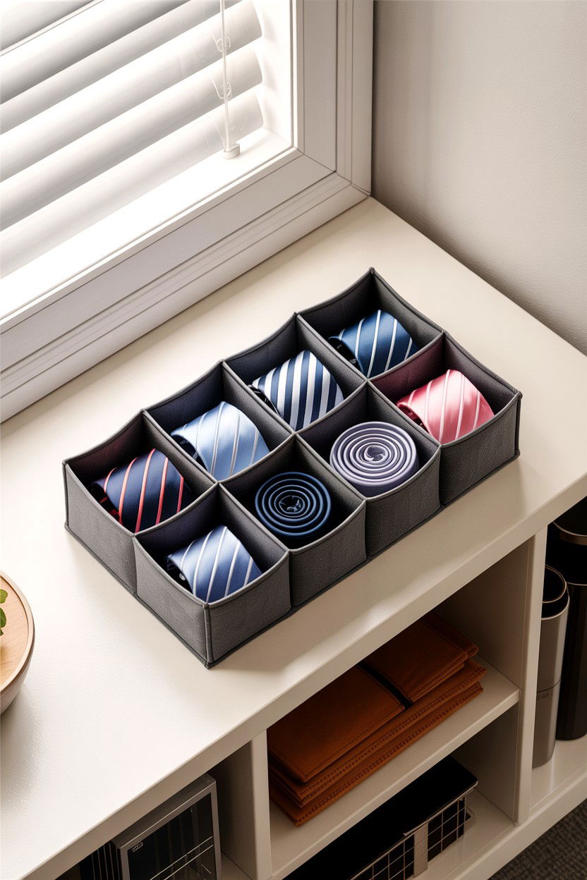Foldable Tie Organizer - 30 bedroom tie storage ideas