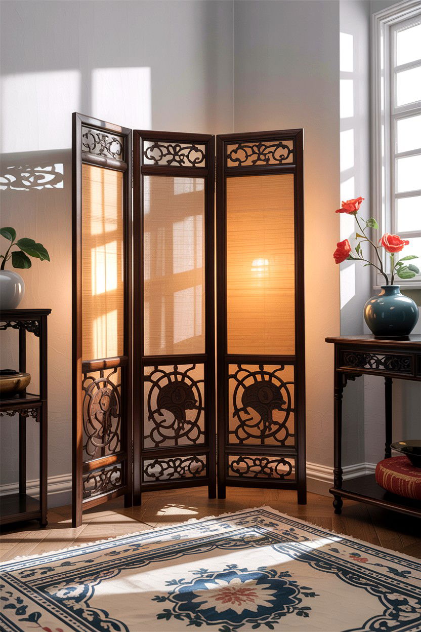 Folding Privacy Screen - 30 bedroom corner ideas