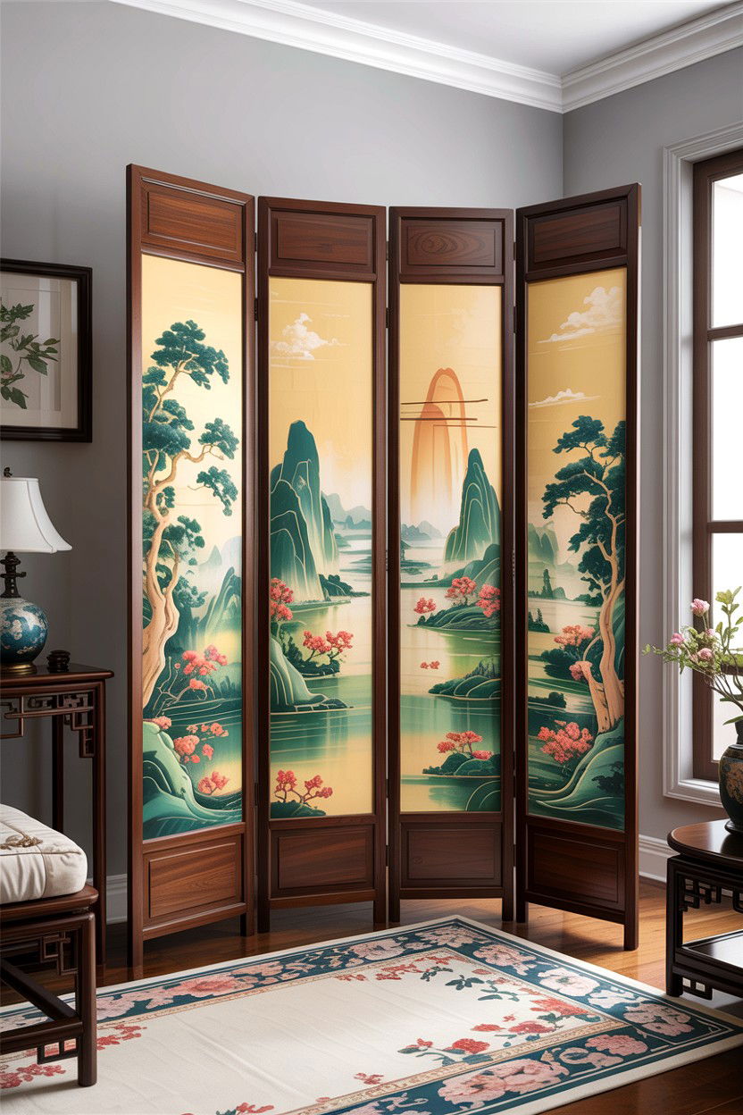 Folding Screen Room Divider - 30 Chinese bedroom ideas