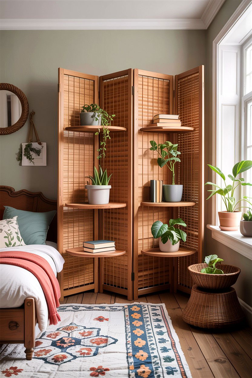 Folding Screen With Shelves - 30 bedroom convertible furniture ideas