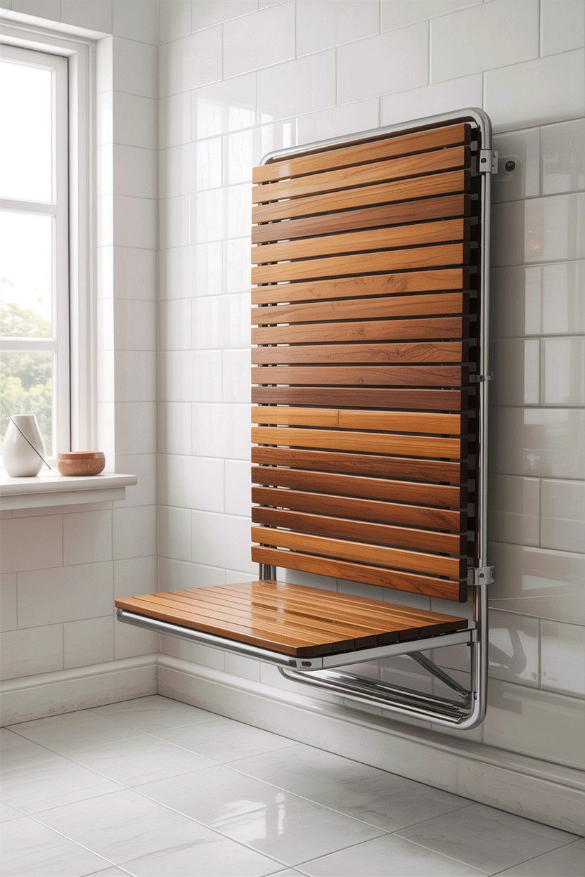 Folding Wall Bench - 30 bathroom bench ideas