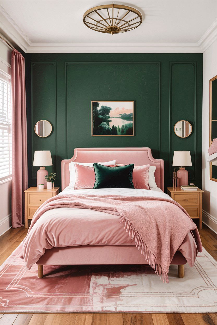 Forest Green And Blush Pink - 30 forest green bedroom ideas
