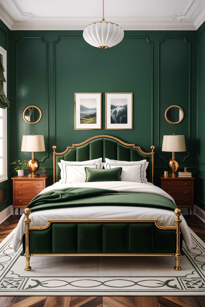 Forest Green And Brass Accents - 30 forest green bedroom ideas