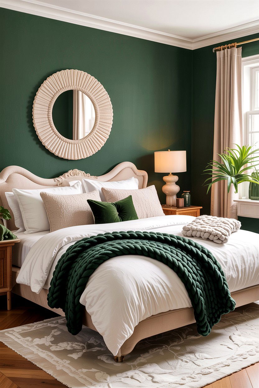 Forest Green And Cream Textures - 30 forest green bedroom ideas