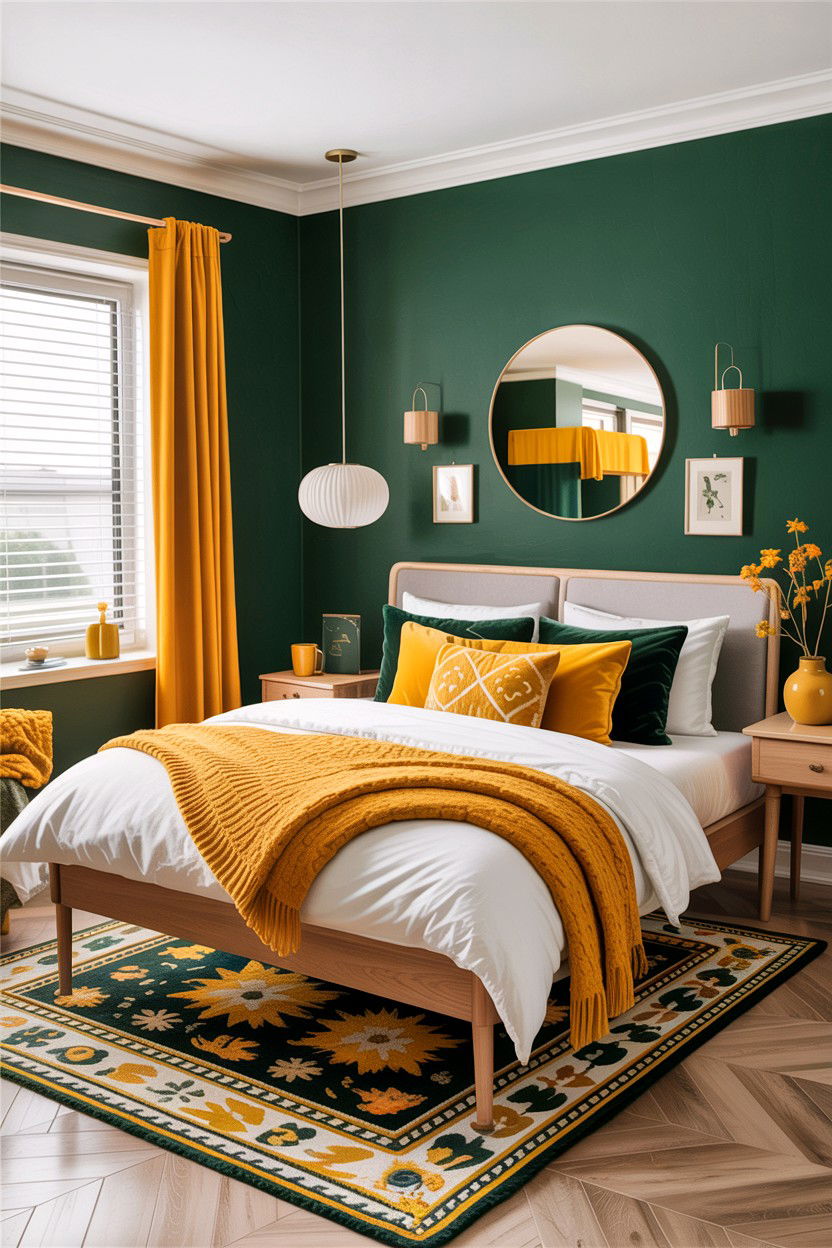 Forest Green And Mustard Yellow - 30 forest green bedroom ideas