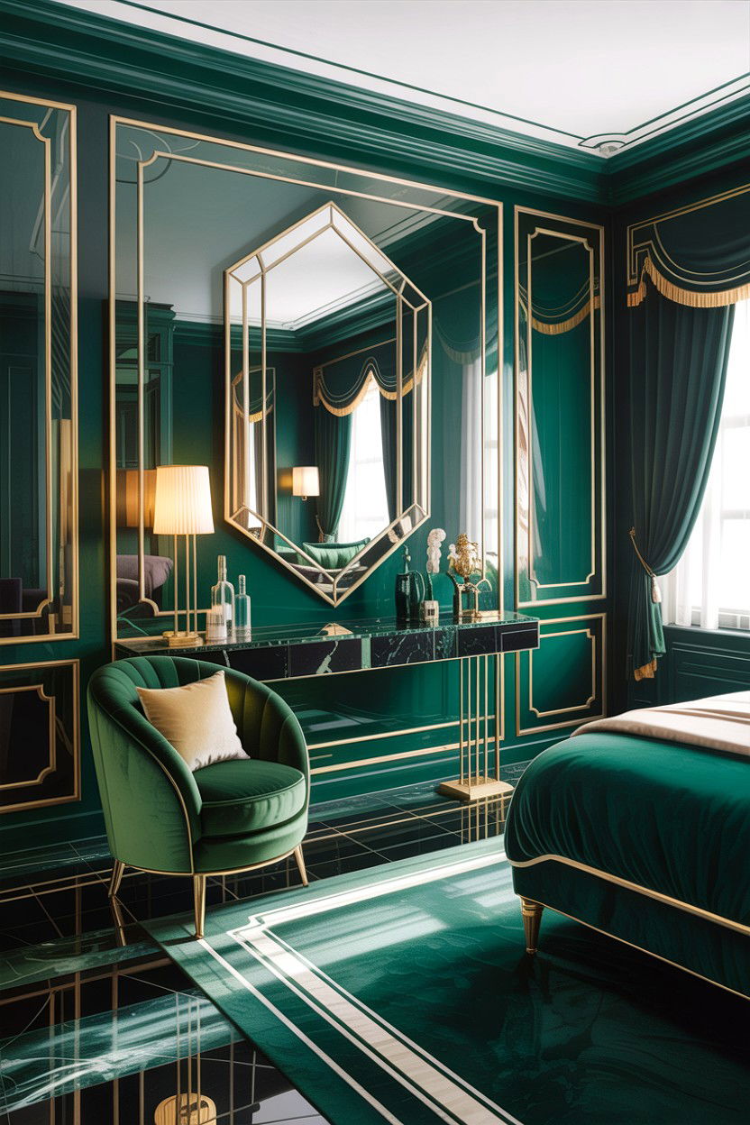 Forest Green Art Deco Style - 30 forest green bedroom ideas