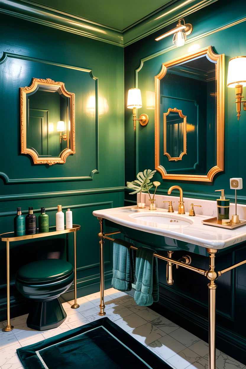 Forest Green Bathroom - 30 green and gold bathroom ideas