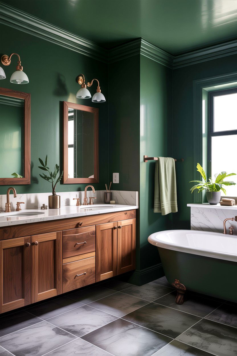 Forest Green Bathroom - 30 colorful bathroom ideas