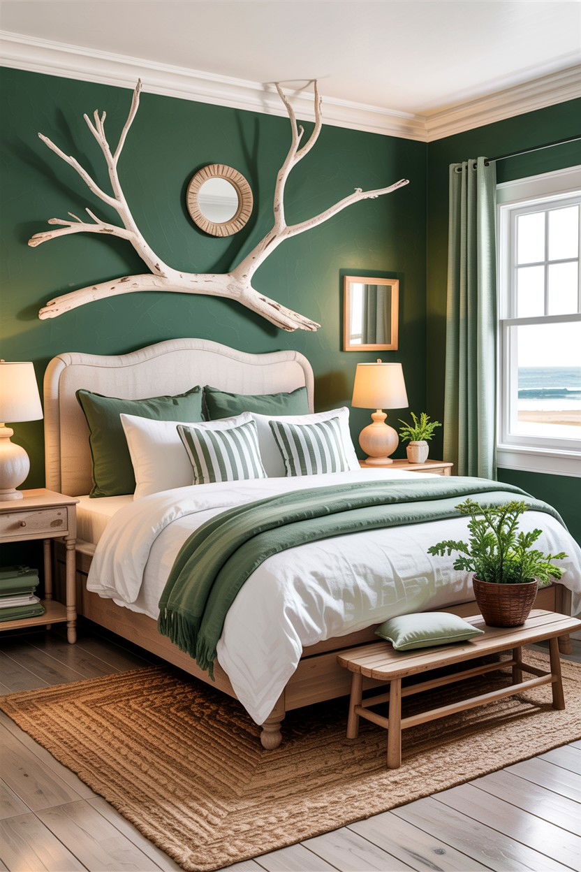 Forest Green Coastal Style - 30 forest green bedroom ideas