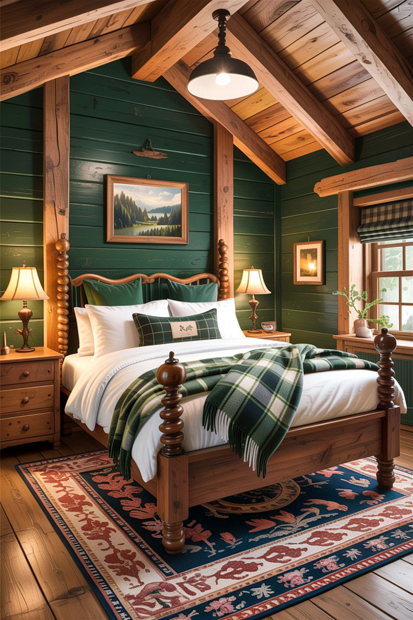 Forest Green Rustic Cabin Bedroom - 30 forest green bedroom ideas