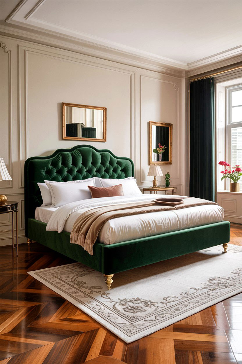 Forest Green Velvet Bed - 30 forest green bedroom ideas