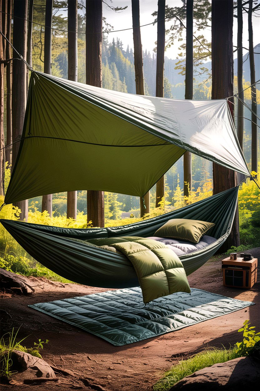 Forest Hammock Sleep - 30 camping bedroom ideas
