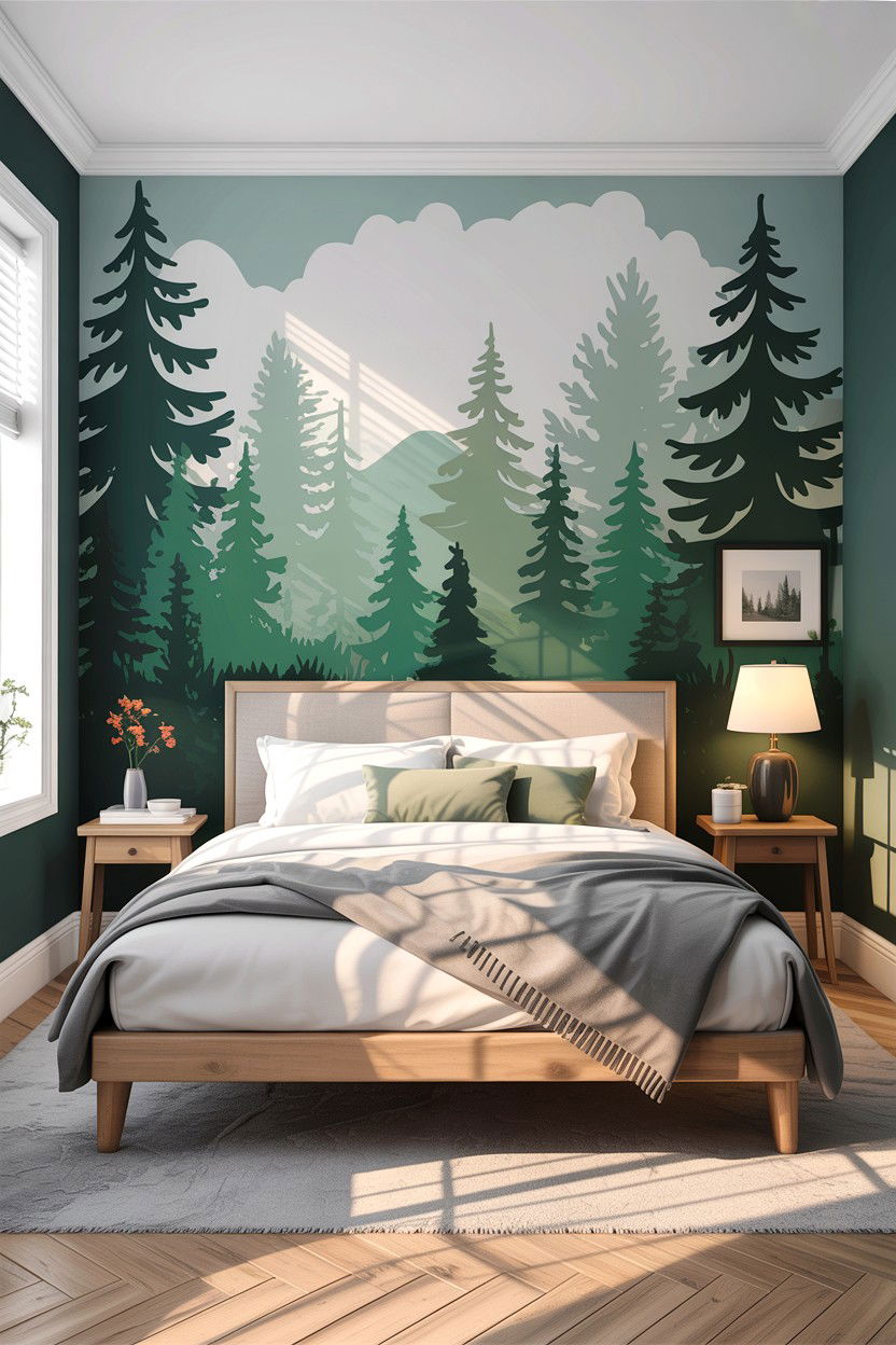 Forest Wallpaper Mural - 30 forest bedroom ideas
