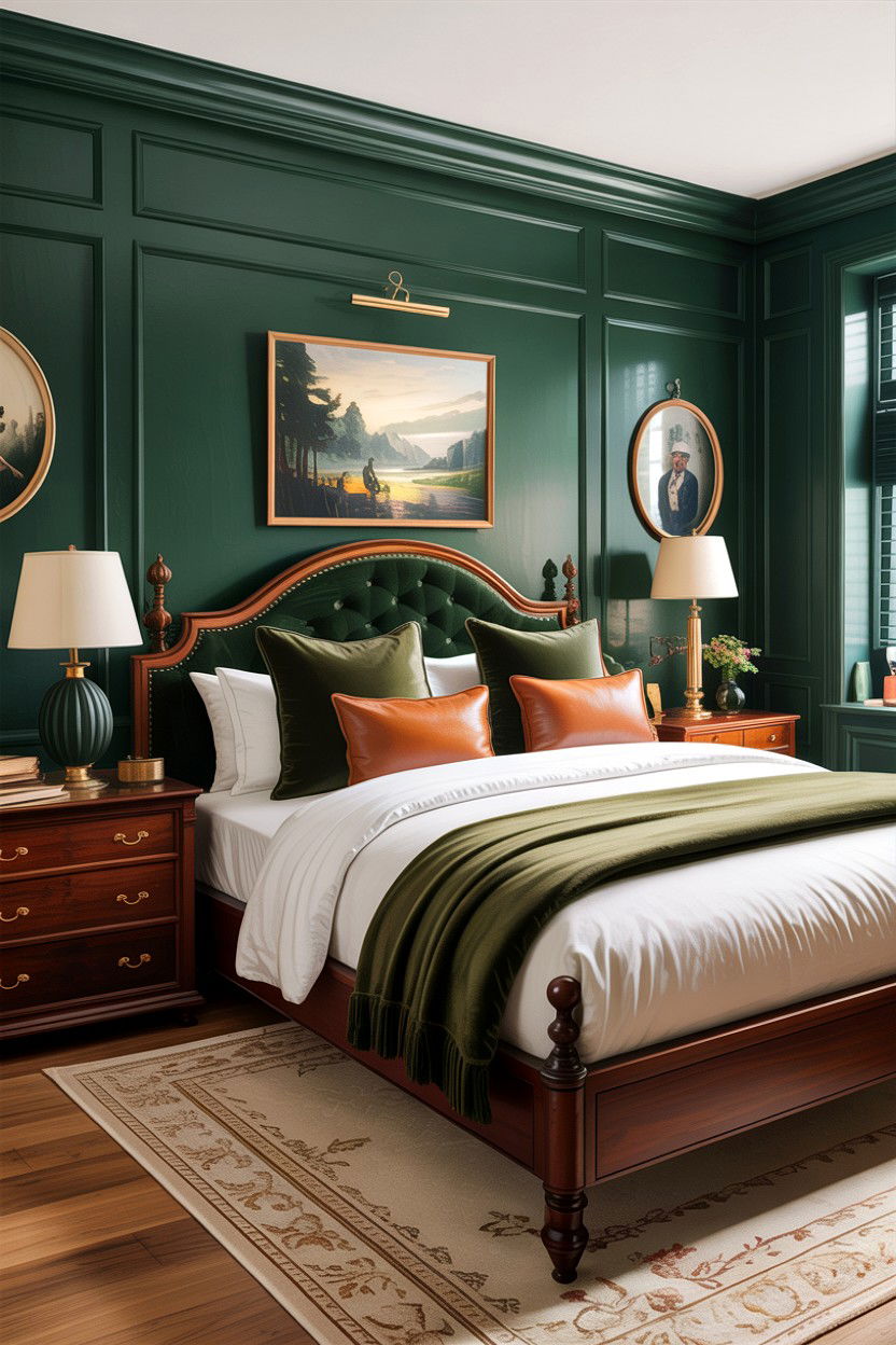Forest green and tan bedroom - 30 bedroom color schemes