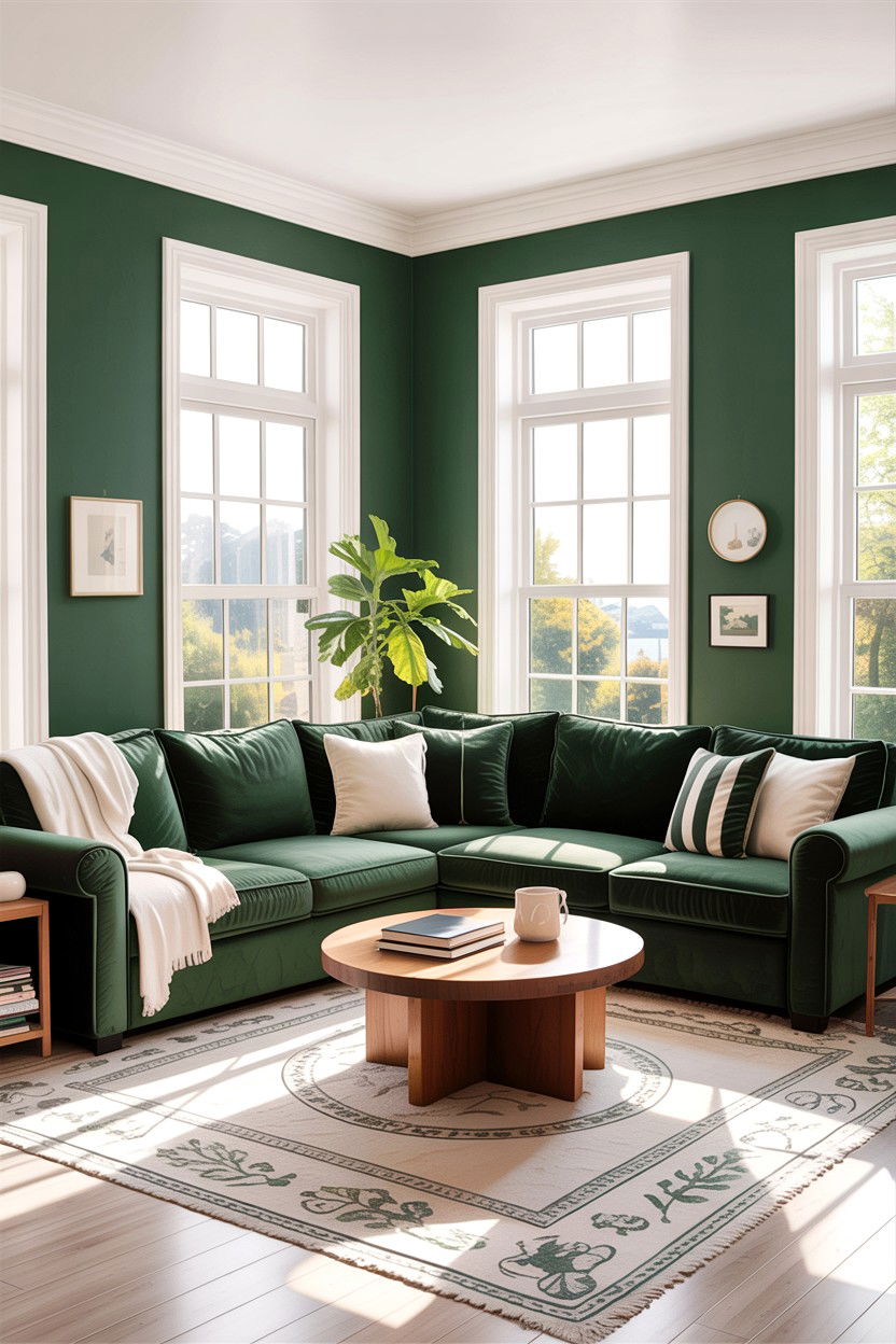 Forest green and white bright - 30 forest green living room ideas