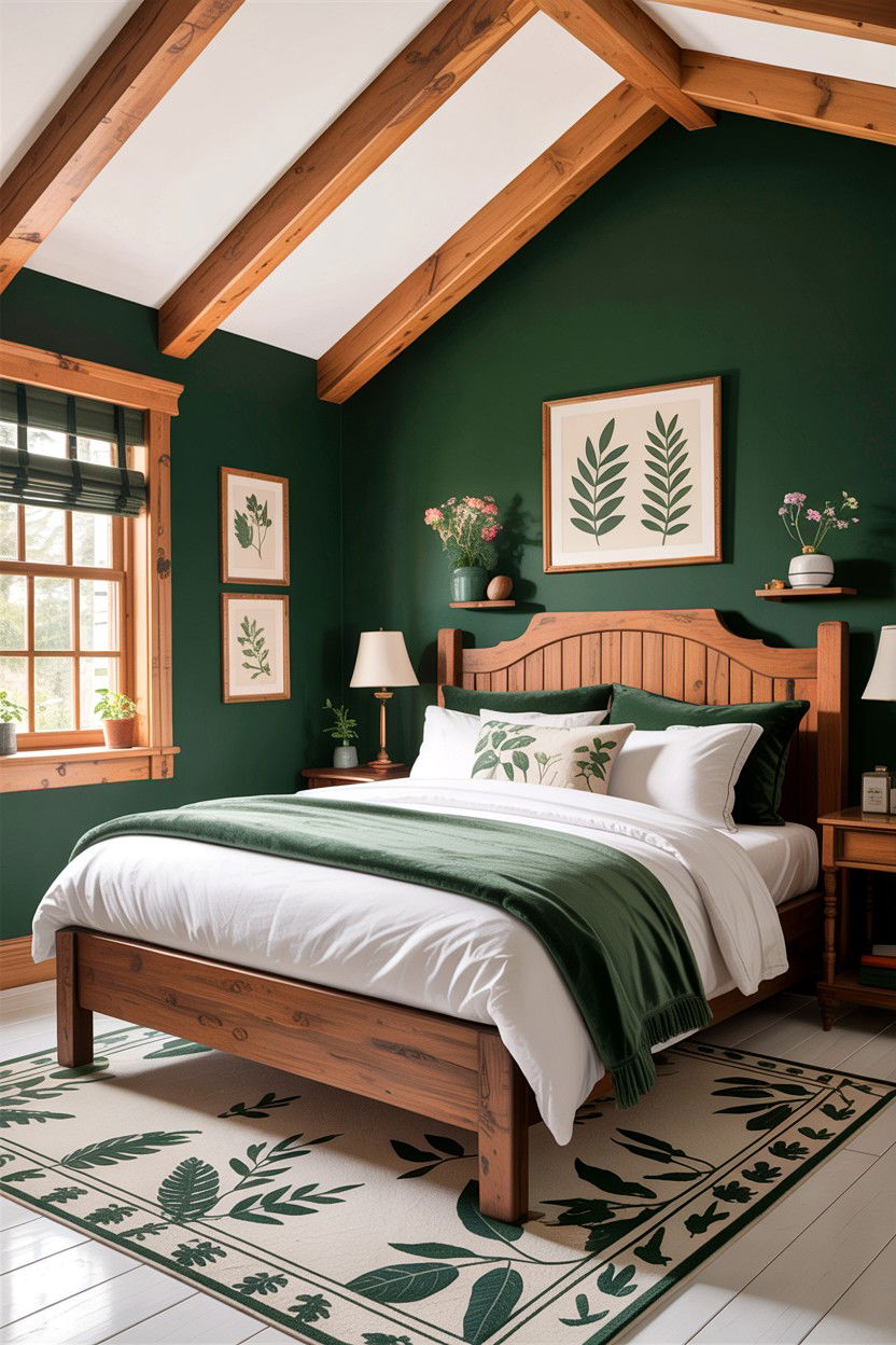 Forest green bedroom - 30 rustic green bedroom ideas