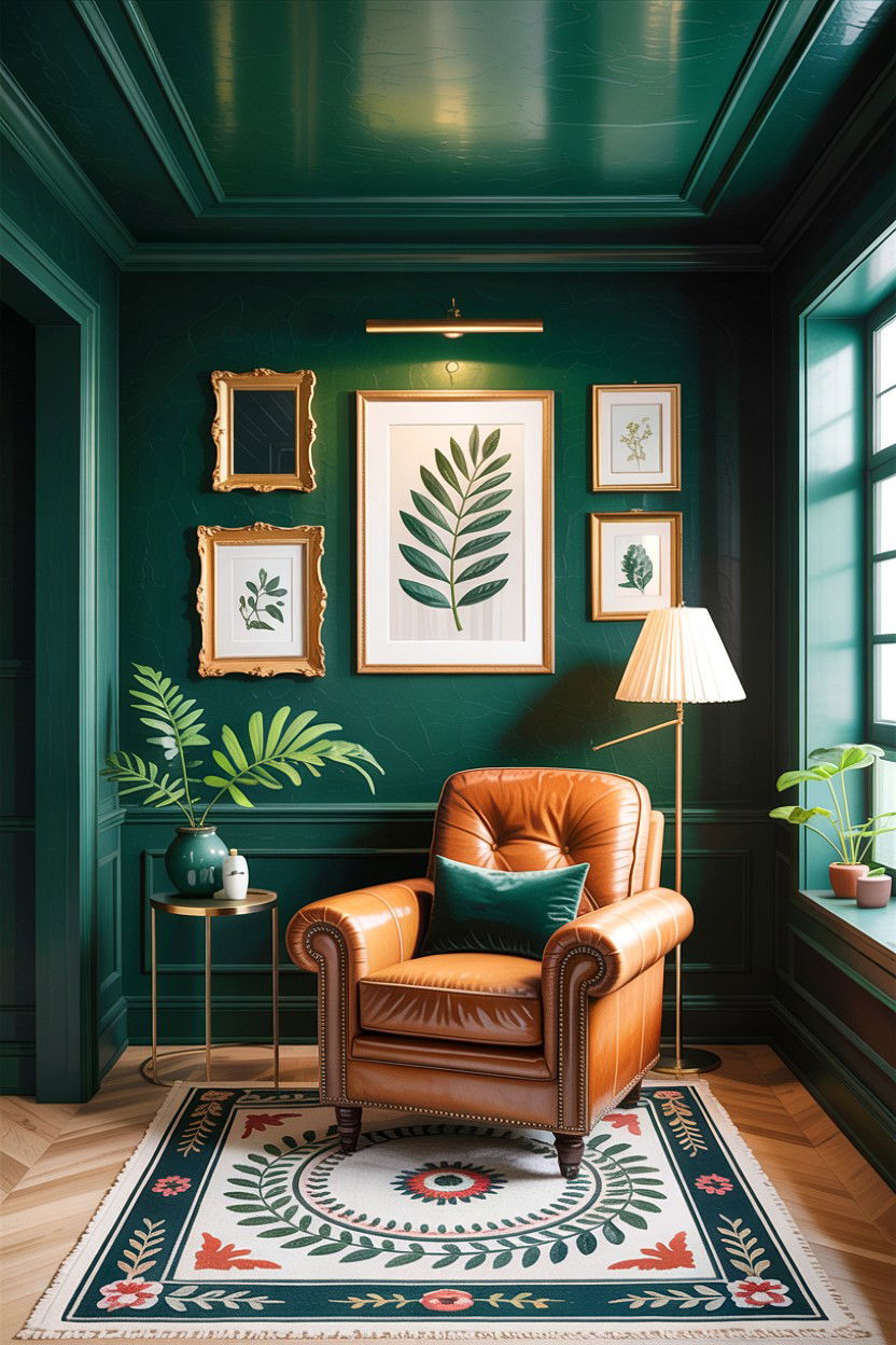 Forest green ceiling - 30 living room dark ceiling ideas